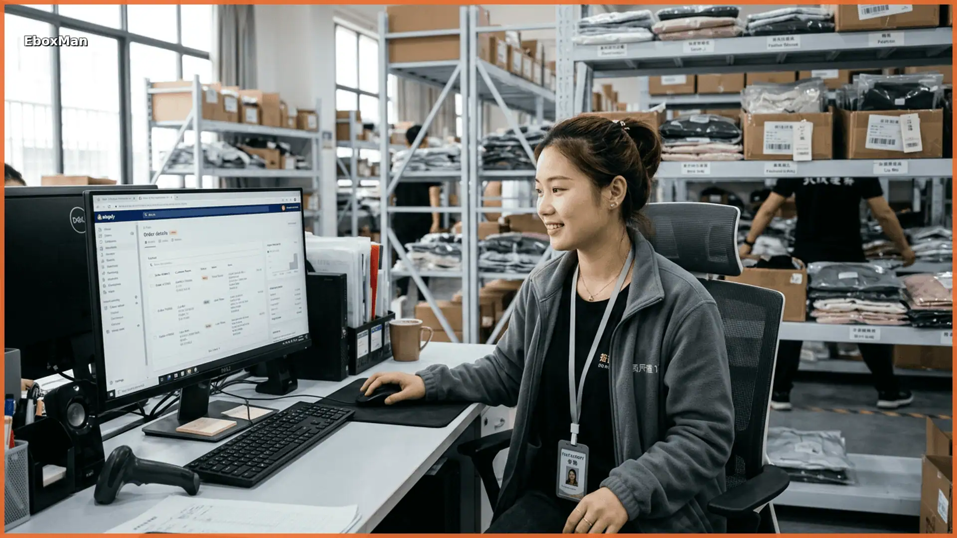 EboxMan fulfillment team managing dropshipping orders for fashion footwear products
