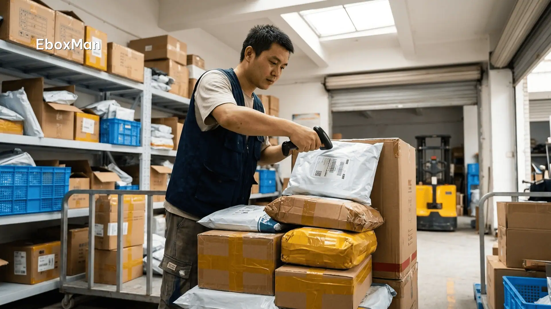 QC Inspection Checklist Before Your China Shipment Ships 2 Fulfillment center worker scanning parcels before dispatch