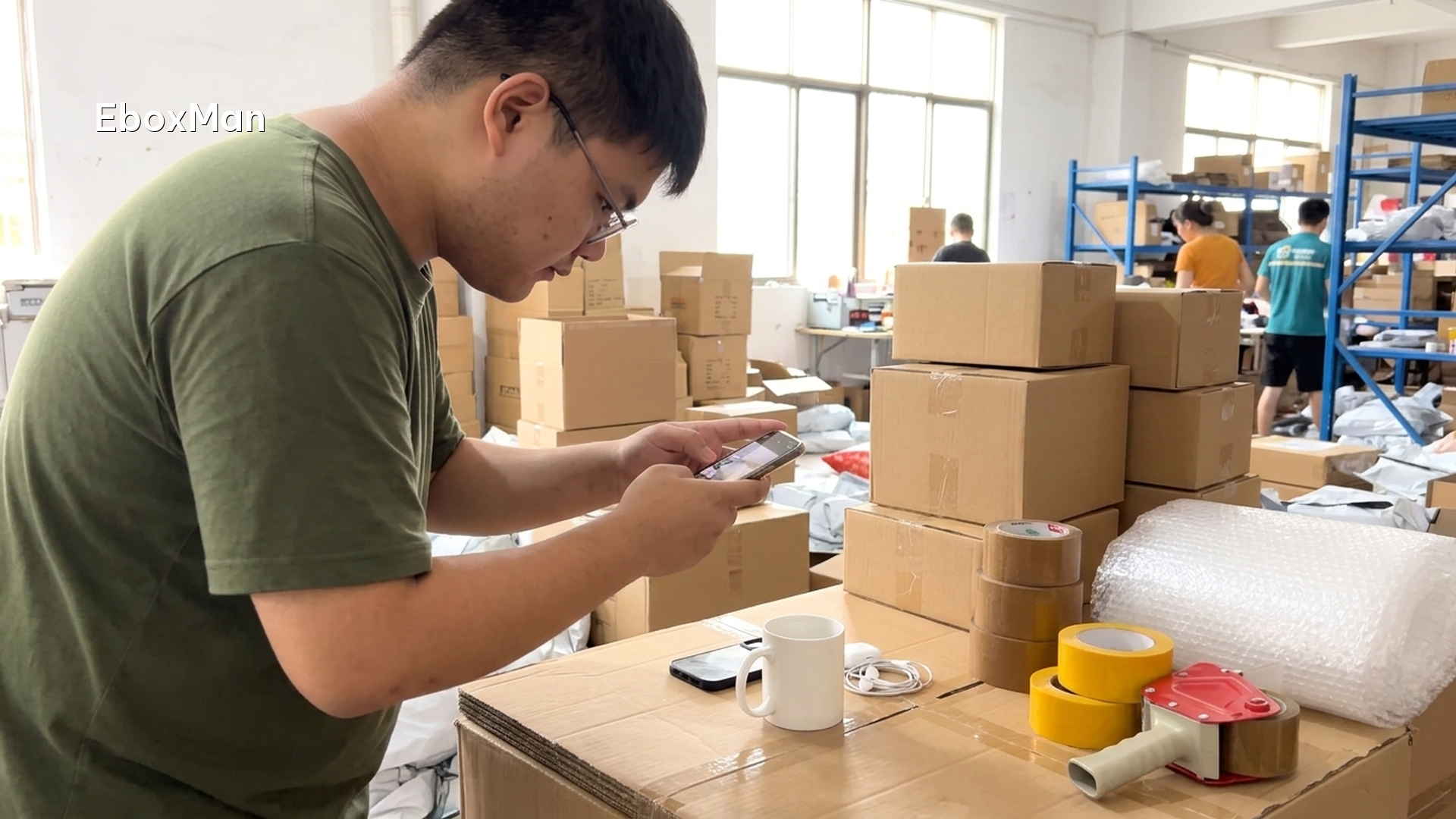 QC inspector photographing a product batch before dispatch