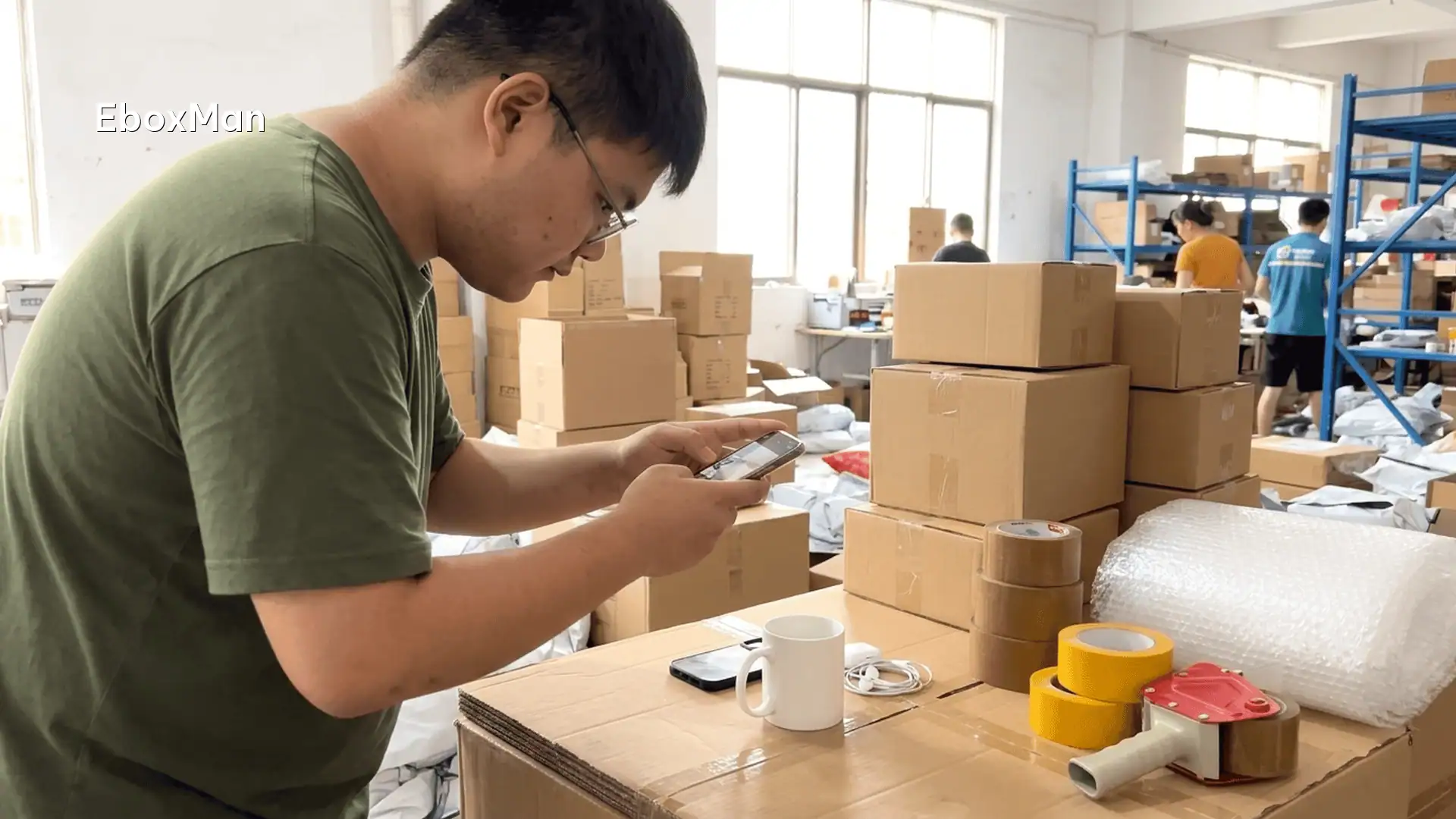 QC inspector photographing a product batch before dispatch