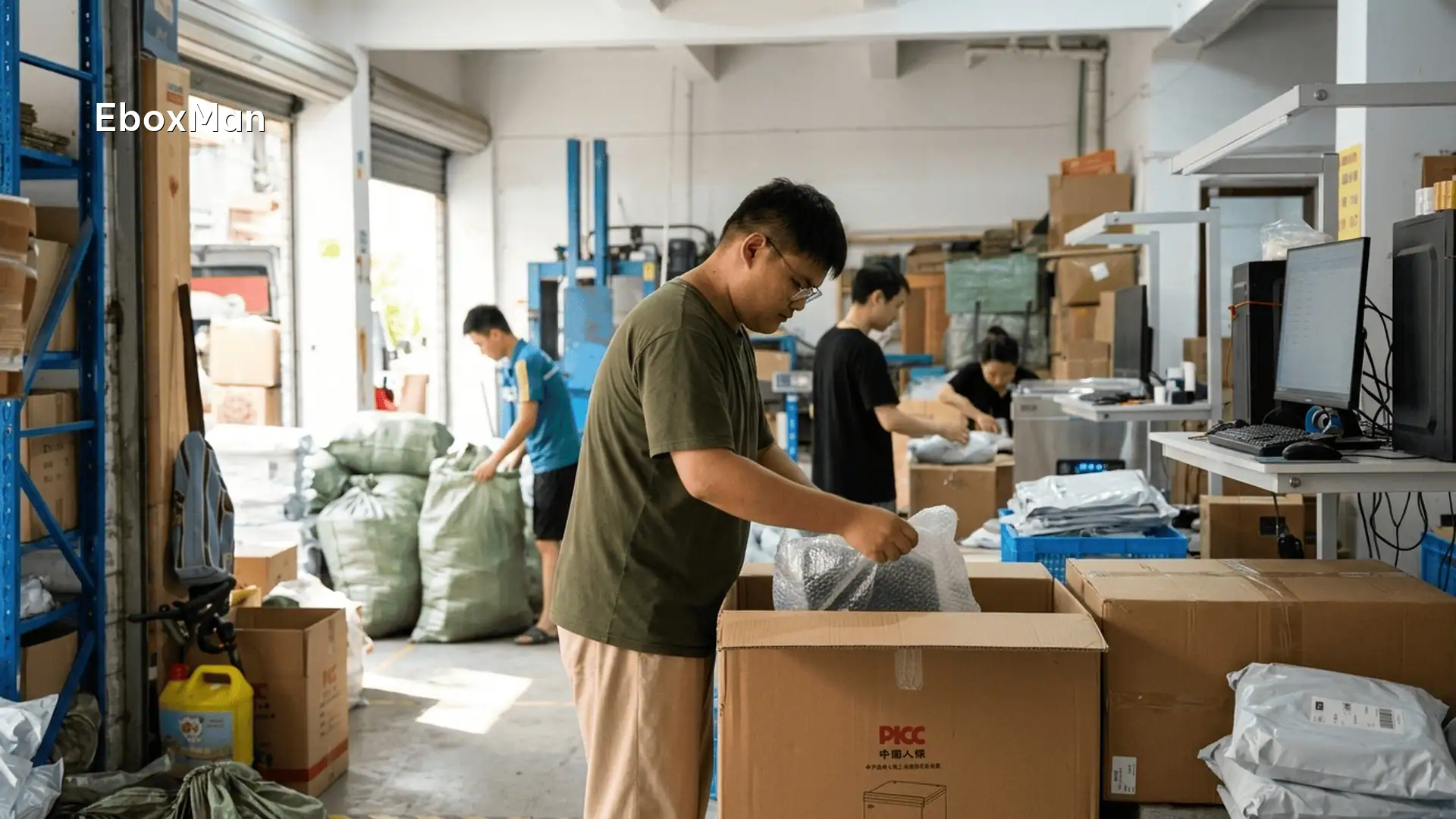 Courier delivering a DDP parcel to a customer's door with no extra fees