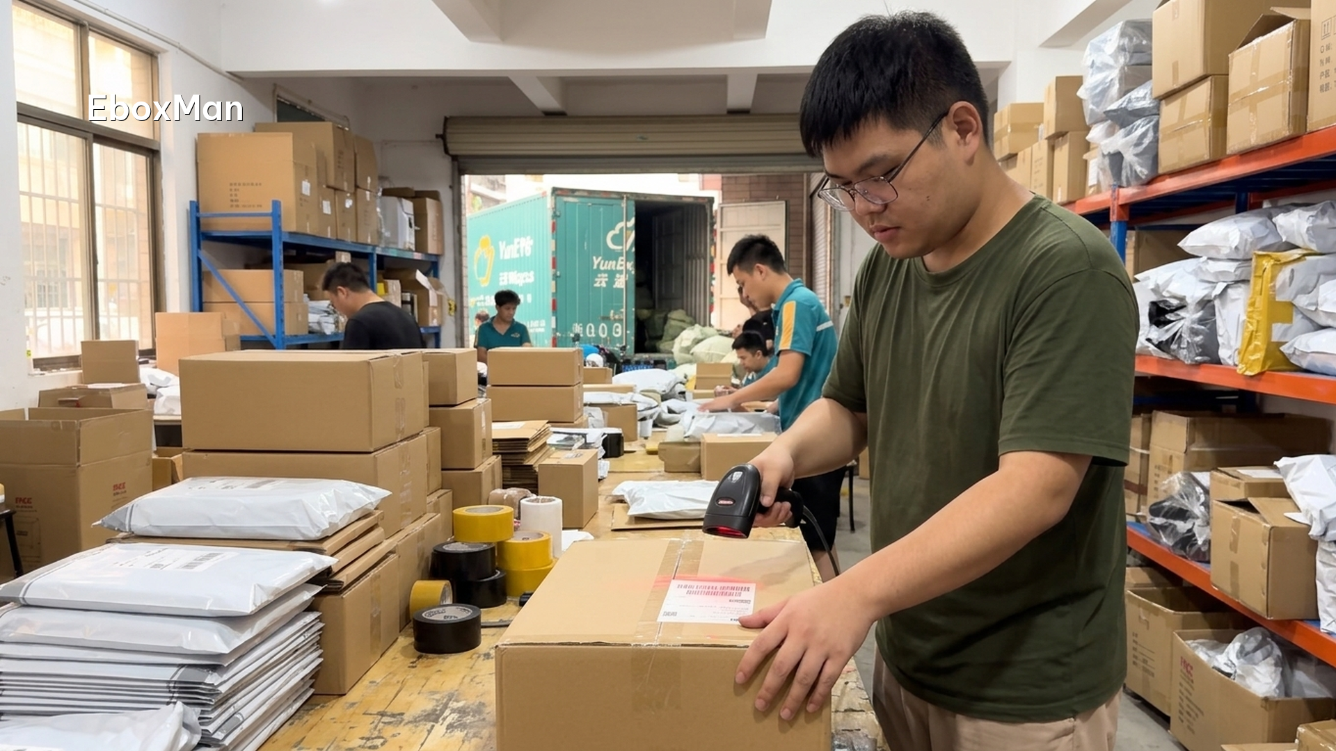 China Golden Week 2026: Shipping Delays and How to Avoid Them 1 Worker scanning parcel labels ahead of Golden Week booking cutoff