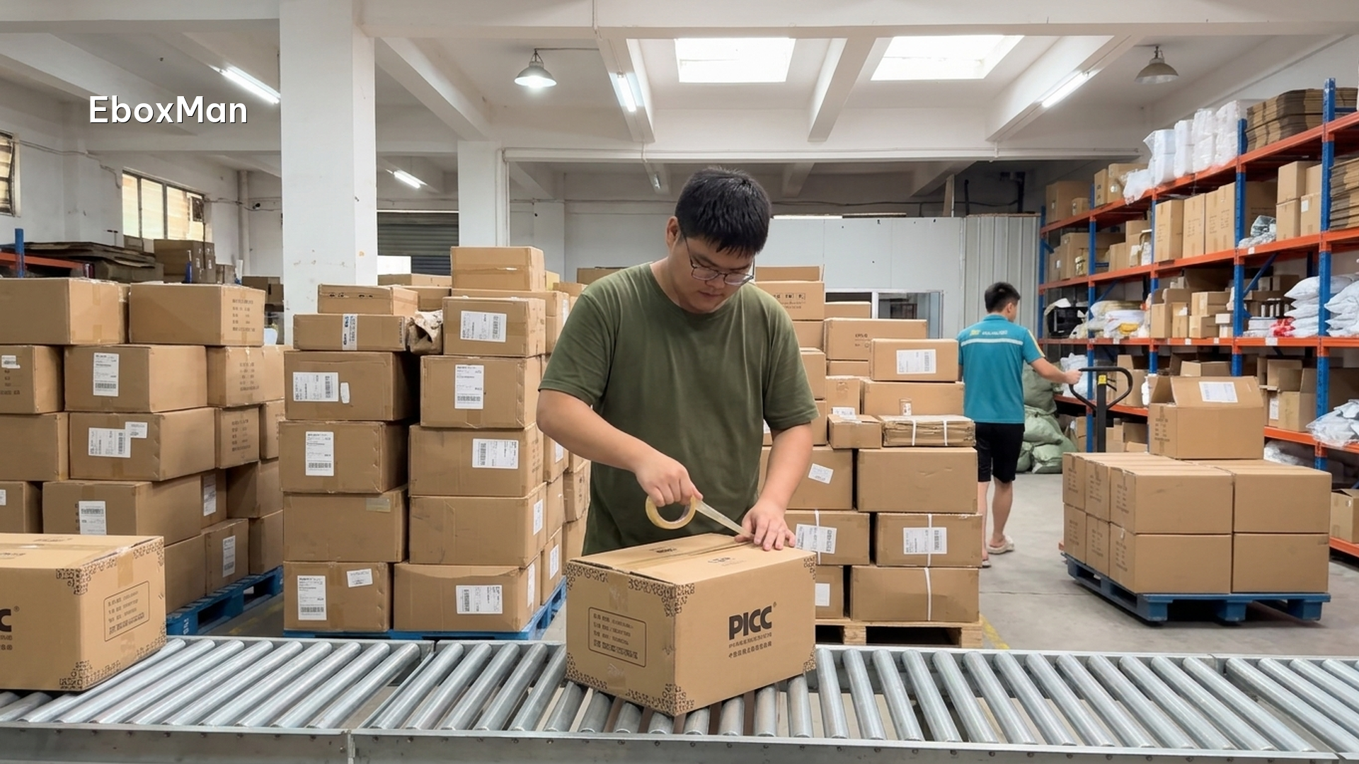 Sealed private label parcels ready for dispatch from a China fulfillment warehouse