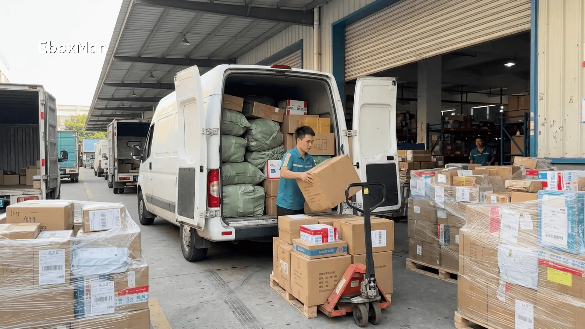Christmas Shipping Cutoff Dates 2026: China to US/UK/EU/AU 2 Parcels loaded for shipment at a fulfillment center loading dock