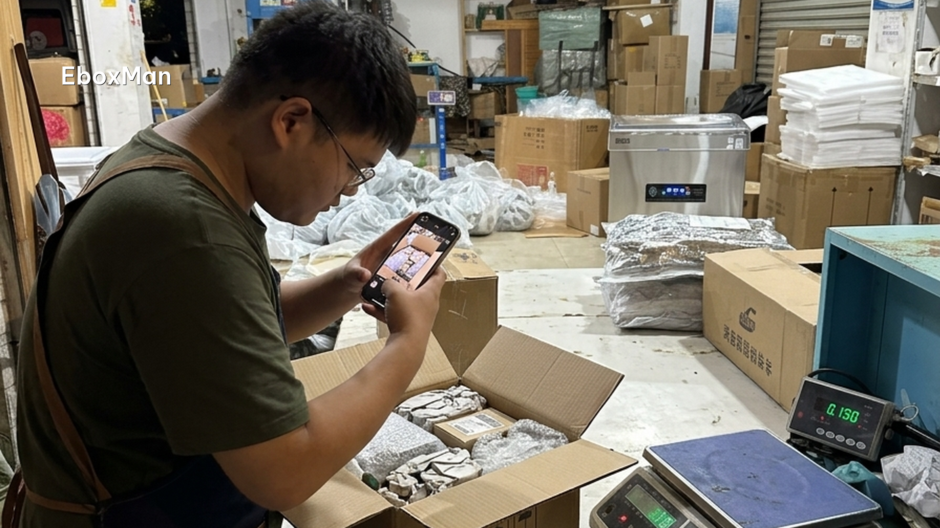 Ecommerce packaging for peak season: survive Q4 handling 2 QC staff photographing a packed carton before dispatch