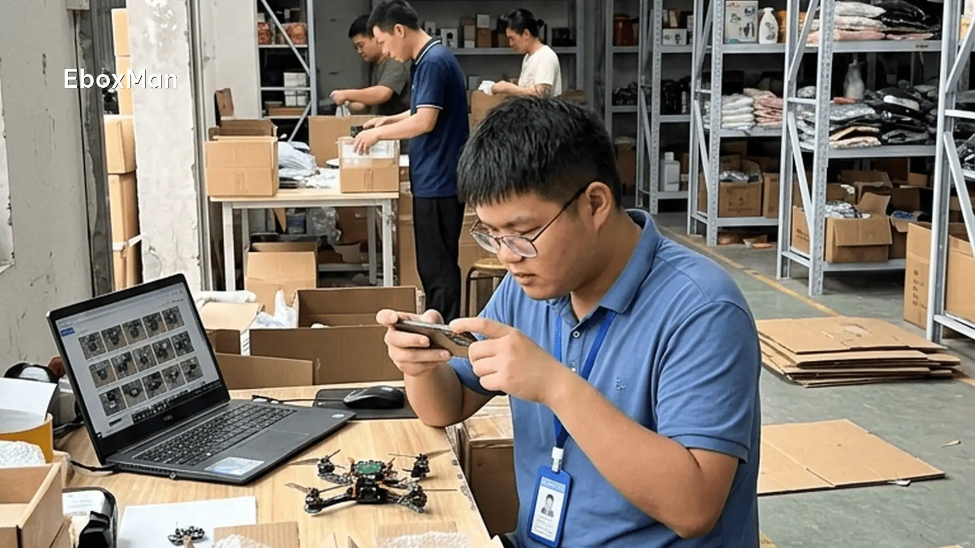 QC inspector photographing product batch before dispatch