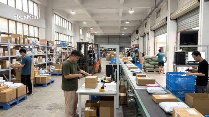 Chinese warehouse staff processing parcels during the Singles' Day 11.11 shipping peak